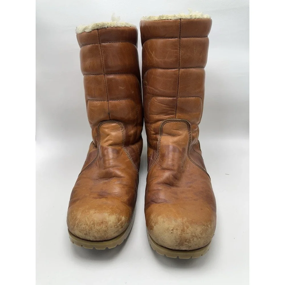 DEXTER Leather Sherpa Winter Boots Womens 11 Quilted Gumsole USA Made‎ Vintage